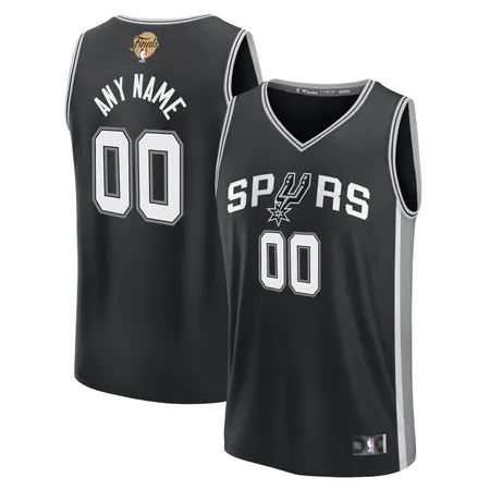Men's San Antonio Spurs Black 2026 NBA Finals Patch Fast Break Icon Edition Custom Jersey
