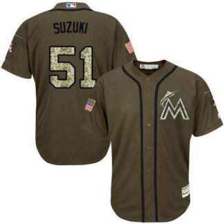 Miami Marlins #51 Ichiro Suzuki Green Salute to Service Stitched Baseball Jersey Jiasu