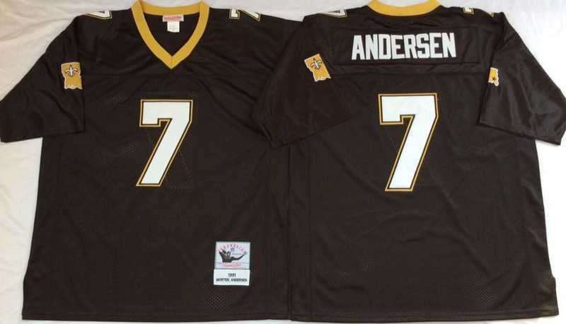 Men's New Orleans Saints #7 Morten Anderson Black Throwback Stitched Football Jersey