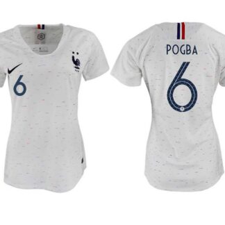Women France 6 POGBA Away 2018 FIFA World Cup Soccer Jersey