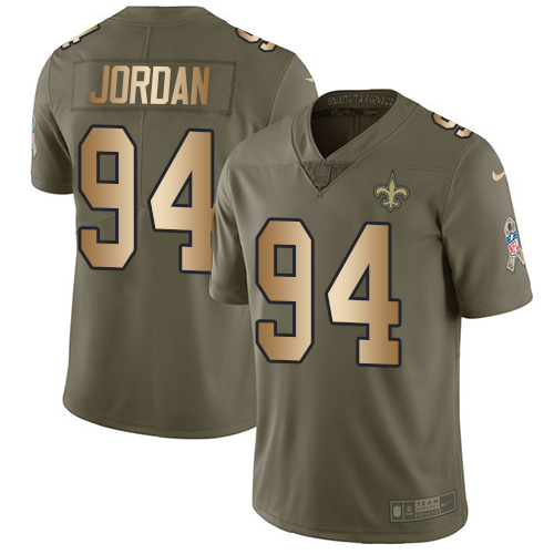 Nike New Orleans Saints #94 Cameron Jordan Olive/Gold Youth Stitched NFL Limited 2017 Salute to Service Jersey