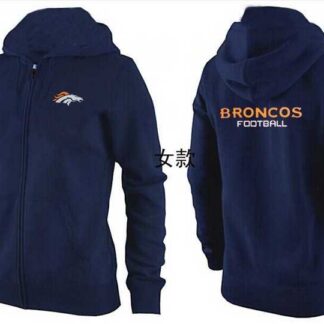 Womens Denver Broncos Team Logo 2015 Full Zip Hoodie-51