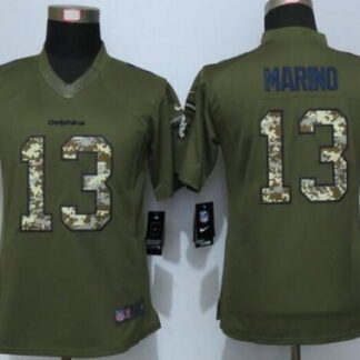 Women's Miami Dolphins #13 Dan Marino Retired Player Green Salute to Service NFL Nike Limited Jersey