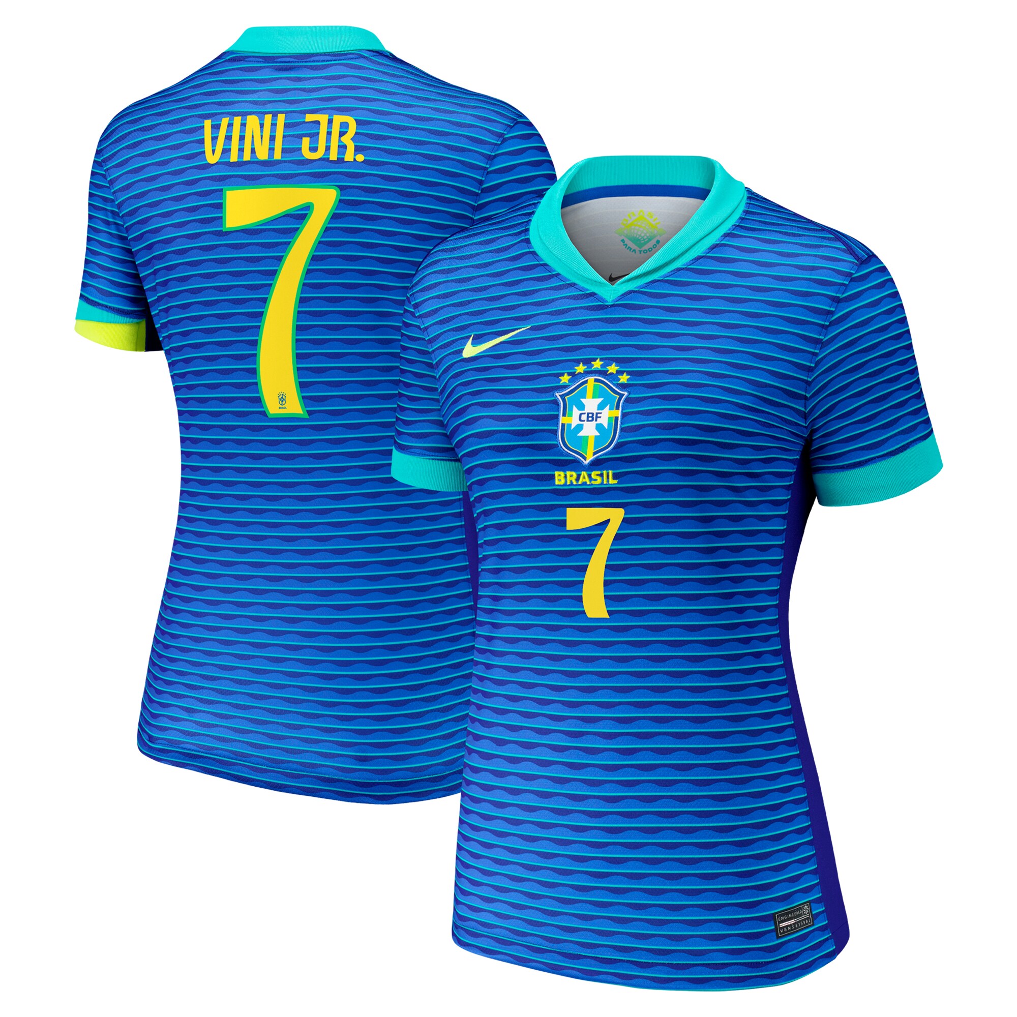 Vini Jr. Brazil National Team Nike Women’s 2024 Away Replica Jersey – Blue