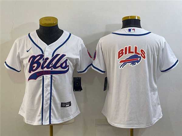 Women's Buffalo Bills White Team Big Logo With Patch Cool Base Stitched Baseball Jersey