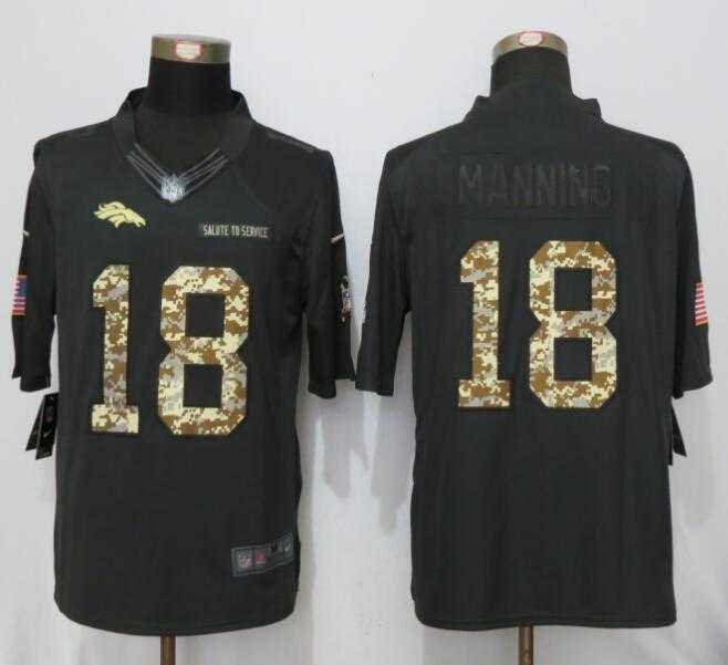 Nike Denver Broncos #18 Peyton Manning Anthracite Salute To Service Men's Stitched Limited Jersey