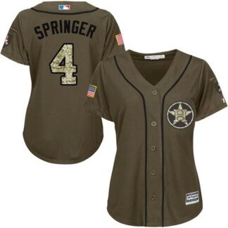 Houston Astros #4 George Springer Green Salute to Service Women’s Stitched MLB Jersey
