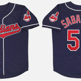 Men's Cleveland Guardians #52 CC Sabathia Navy Stitched Baseball Jersey