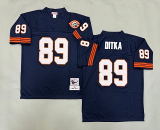 Men's Chicago Bears #89 Mike Ditka Navy 1966 Throwback 'MN' NFL Stitched Jersey - With Big Number Bears Patch