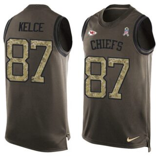 Nike Kansas City Chiefs #87 Travis Kelce Green Men’s Stitched NFL Limited Salute To Service Tank Top Jersey