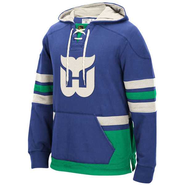 Customized Men's Hartford Whalers Any Name & Number Blue Stitched Hoodie
