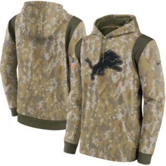 Men's Detroit Lions Nike Camo 2021 Salute To Service Therma Performance Pullover Hoodie