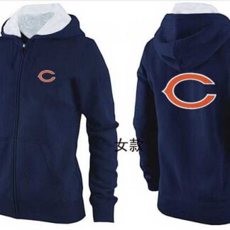 Womens Chicago Bears Team Logo 2015 Full Zip Hoodie-29