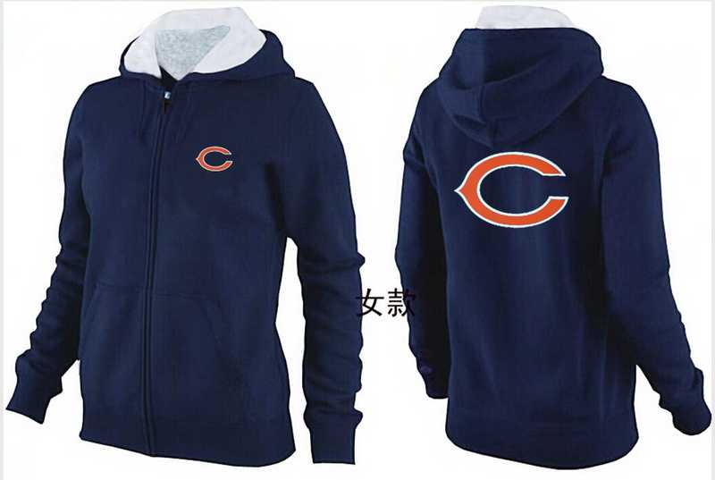 Womens Chicago Bears Team Logo 2015 Full Zip Hoodie-29
