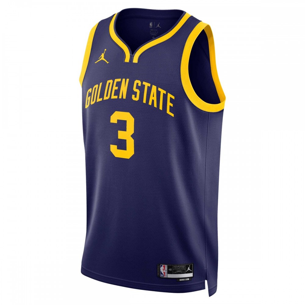 Jordan Poole Golden State Warriors Jordan Brand 2022/23 Statement Edition Swingman Jersey - Navy - Image 2