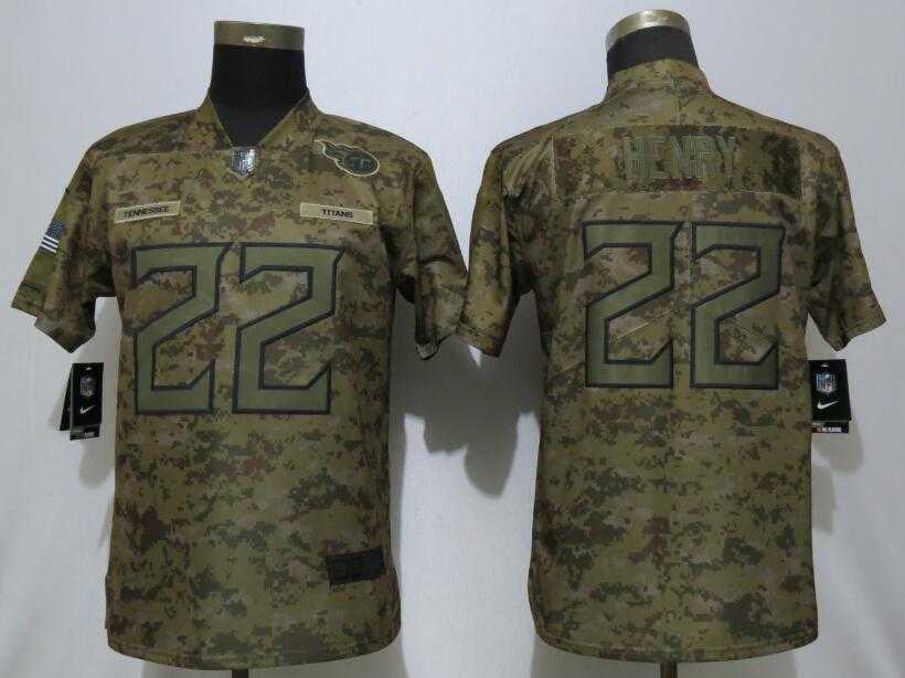Women Nike Titans 22 Derrick Henry Camo Salute To Service Limited Jersey