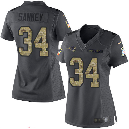 Women's New England Patriots #34 Bishop Sankey Black Anthracite 2016 Salute To Service Stitched NFL Nike Limited Je...