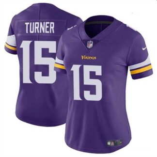 Women's Minnesota Vikings #15 Dallas Turner Purple 2024 Draft Vapor Stitched Jersey Dzhi