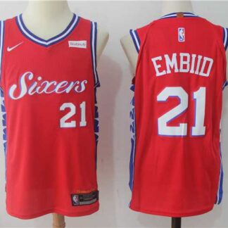 Nike Philadelphia 76ers #21 Joel Embiid Red Stitched NBA Jersey