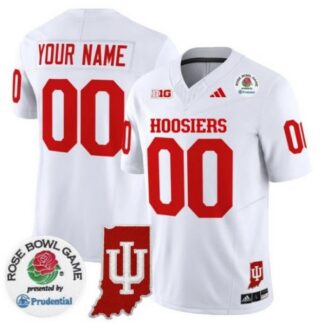 Men & Women & Youth Indiana Hoosiers Custom White 2026 Rose Bowl & Indiana State Patch F.U.S.E. Vapor Limited Stitc...