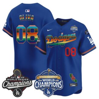 Men's & Women's & Youth Los Angeles Dodgers #08 Olivia Chow Royal 2025 World Series Champions 34 Back to Back State...