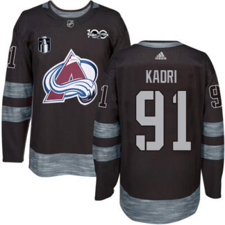 Adidas Colorado Avalanche #91 Nazem Kadri Black 2022 Stanley Cup Final Patch 100th Anniversary Stitched NHL Jersey...