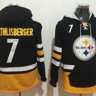 Nike Pittsburgh Steelers #7 Ben Roethlisberger Black Gold Name & Number Pullover NFL Hoodie