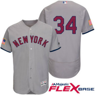 Men's New York Yankees #34 Brian McCann Gray Stars & Stripes Fashion Independence Day Stitched MLB Majestic Flex Ba...