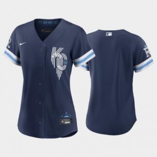 Kansas City Kansas City Royals Blank Women’s Replica 2022 City Connect Navy Jersey Womens