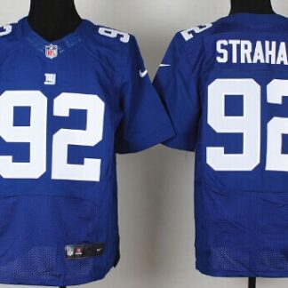Nike New York Giants #92 Michael Strahan Blue Elite Jersey