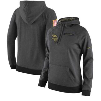 Women Nike Minnesota Vikings Anthracite Salute to Service Pullover Hoodie