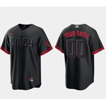 Youth Cincinnati Reds Black 2023 City Connect Cool Base Custom Jersey